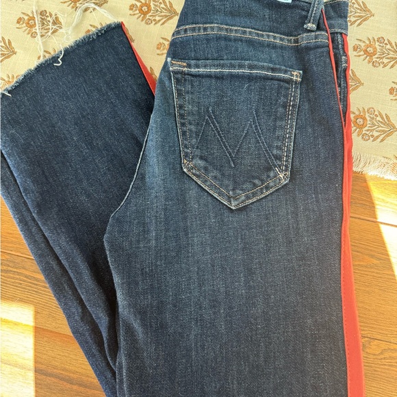 Mother denim Jean with red detail down side of jeans. Size 24. - Picture 2 of 4
